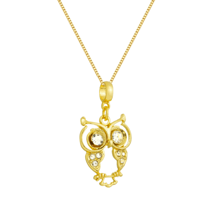 Colar Feminino Pingente Coruja Banhado a Ouro 18k