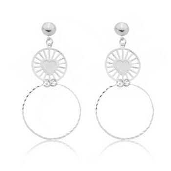 Brinco Coração Com Argola Banhado a Prata 925