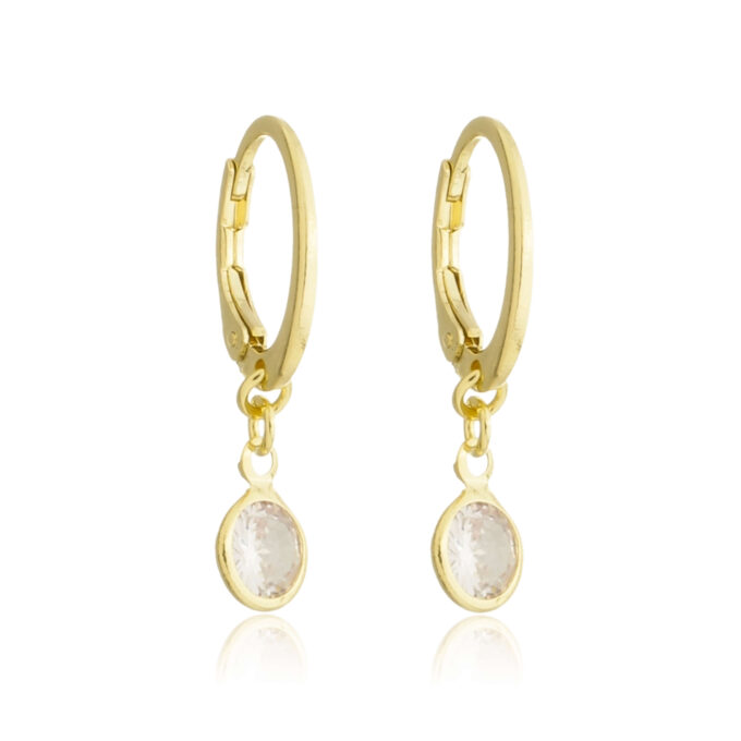 Brinco Argolinha Ponto De Luz Zirconia Cravejada Banhado a Prata 925