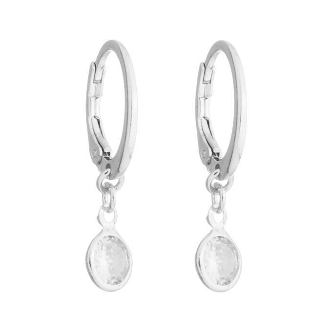 Brinco Argolinha Ponto De Luz Zirconia Cravejada Banhado a Prata 925