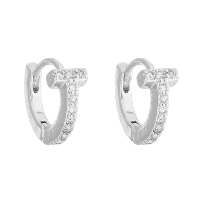 Brinco Argola Zircônia Cravejada Banhado a Prata 925