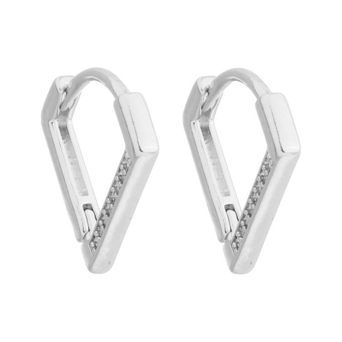 Brinco Argola Meio Quadrado Banhado a Prata 925