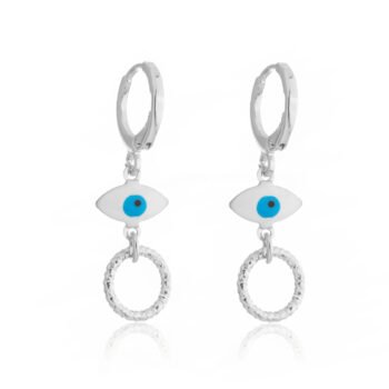 Brinco Argolinha Olho Grego Banhado a Prata 925