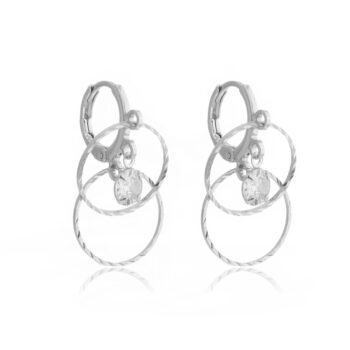 Brinco Argolinha Argolas Com Pedra Zircônia No Meio Banhado a Prata 925
