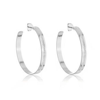 Brinco Argola com Detalhes Banhado a Prata 925