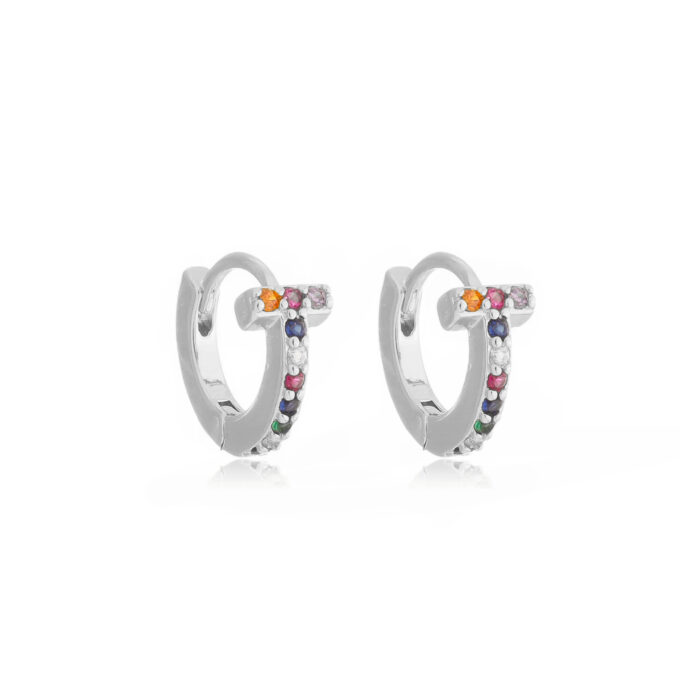 Brinco Argola Cravejada Biocolor Banhado a Prata 925