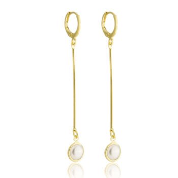 Brinco Argolinha Fio Meia Perola Banhado a Ouro 18k