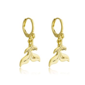 Brinco Argolinha Caudas Sereias Encantada Banhado a Ouro 18k