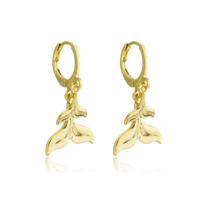 Brinco Argolinha Caudas Sereias Encantada Banhado a Ouro 18k