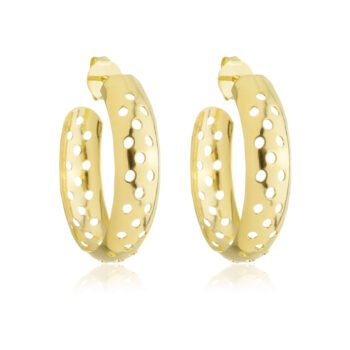 Brinco Argola Furos Banhado a Ouro 18k