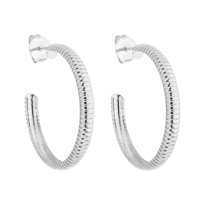 Brinco Argola Média Detalhada Banhado a Ouro 18k