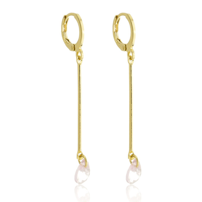 Brinco Argolinha Fio Com Pingente de Zircônia Banhado a Ouro 18k