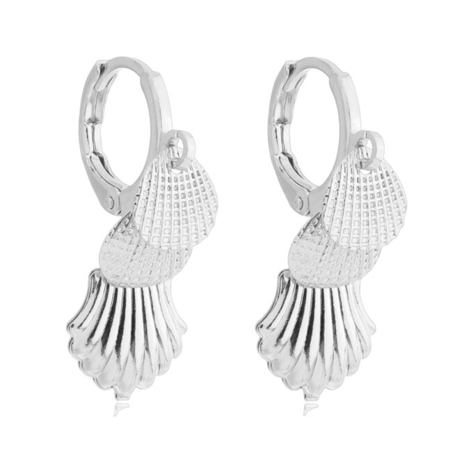 Brinco Argolinha 3 Conchas Mar Banhado a Ouro 18k