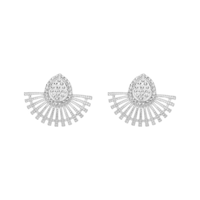 Brinco Gota Leque Texturizado Banhado a Ouro 18k