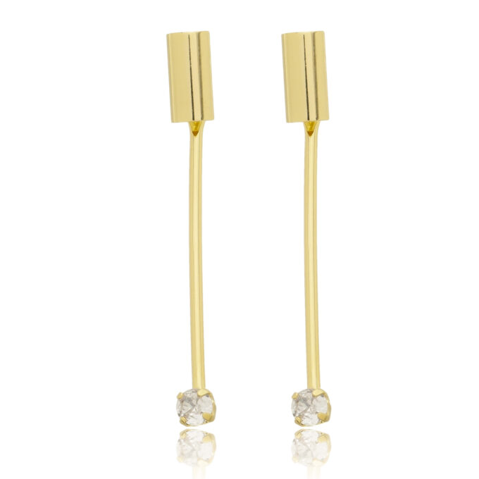 Brinco Pendurado Pedra Zirconia Craveada Banhado a Ouro 18k