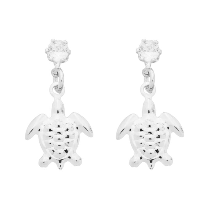 Brinco Tartaruga com Ponto de Luz Cravejado Banhado a Ouro 18k