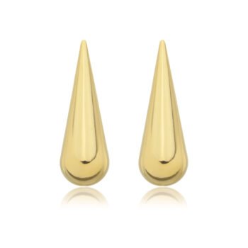 Brinco Gota Lisa Dourado Banhado a Ouro 18k