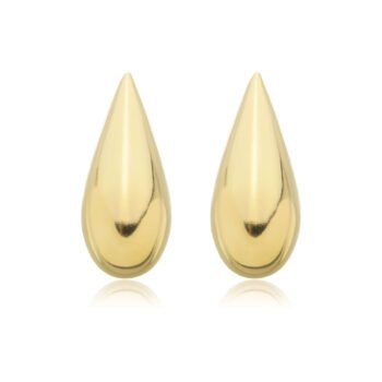 Brinco Gota Grande Lisa Banhado a Ouro 18k