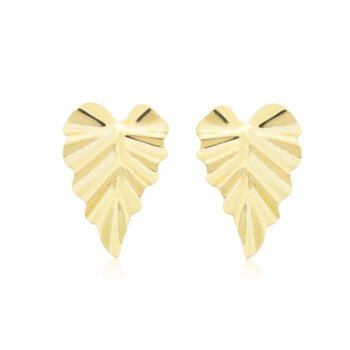 Brinco Folha Martelado Banhado a Ouro 18k