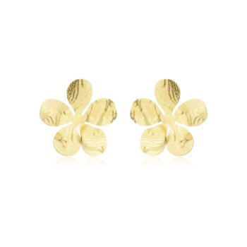 Brinco Flor Detalhada Banhado a Ouro 18k