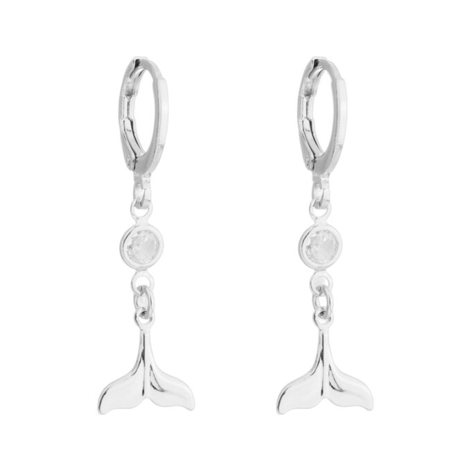 Brinco Argolinha calda Sereia Strass Banhado a Ouro 18k
