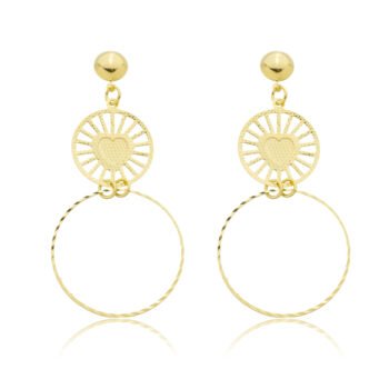 Brinco Coração Com Argola Banhado a Ouro 18k