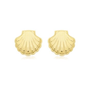 Brinco Concha Grande Banhado a Ouro 18k