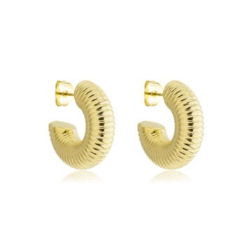 Brinco Argola Tubo Espiral Banhado a Ouro 18k