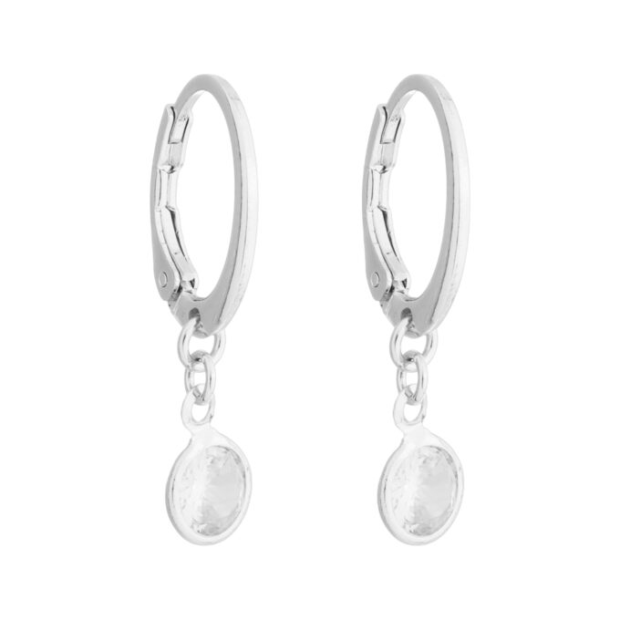 Brinco Argolinha Pingente Ponto De Luz Zirconia Banhado a Ouro 18k