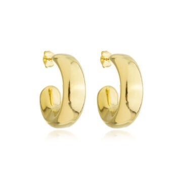 Brinco Argola Tubo Grande Banhado a Ouro 18k