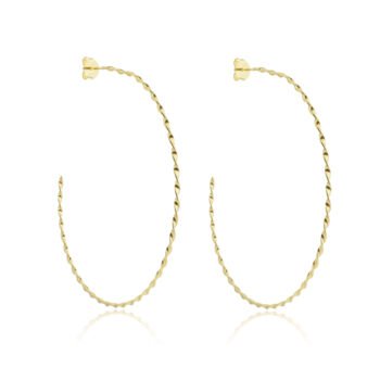 Brinco Argola Torcida Grande Banhado a Ouro 18k