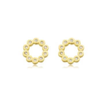 Brinco Redondo Vazado Cravejado Banhado a Ouro 18k