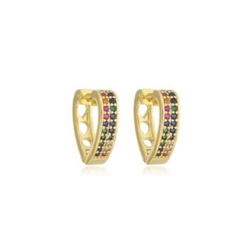 Brinco Argola Formato Coração Biocolor Banhado a Ouro 18k