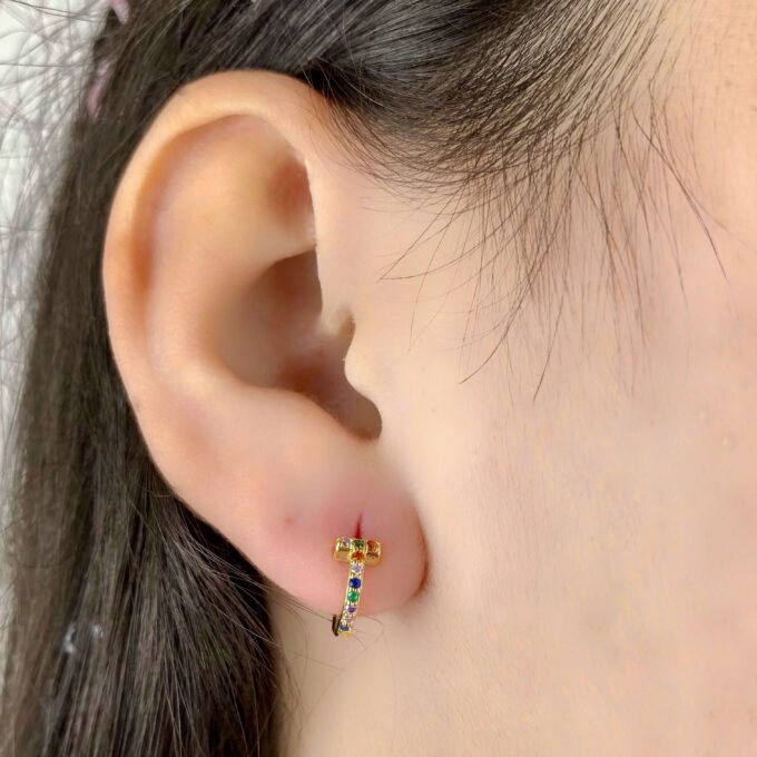 Brinco Argola Cravejada Biocolor Banhado a Ouro 18k