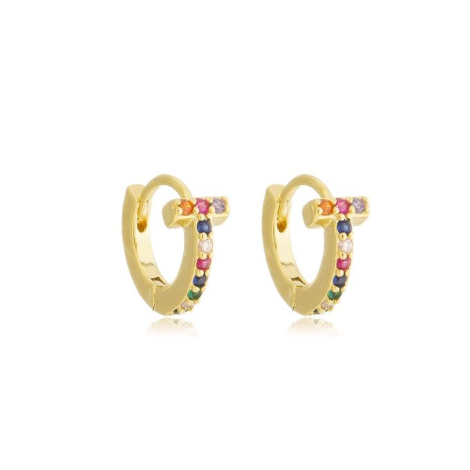 Brinco Argola Cravejada Biocolor Banhado a Ouro 18k