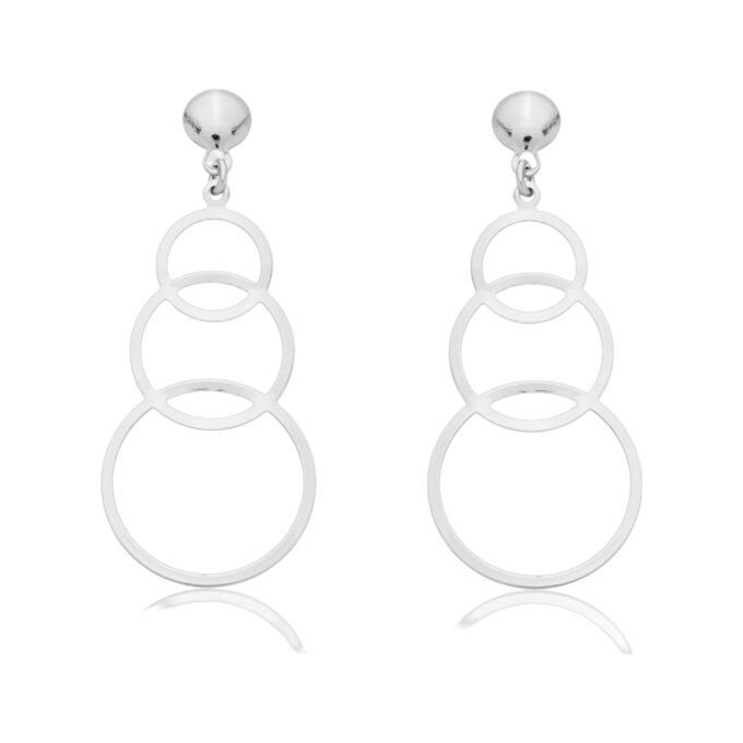 Brinco Três Argolas Penduradas Banhado a Ouro 18k
