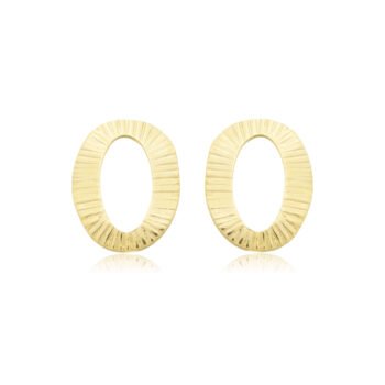 Brinco Oval Texturizado Banhado a Ouro 18k