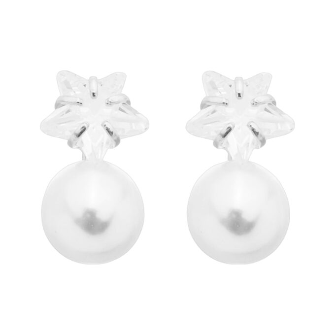 Brinco Perola Zirconia Cravejada Banhado a Ouro 18k