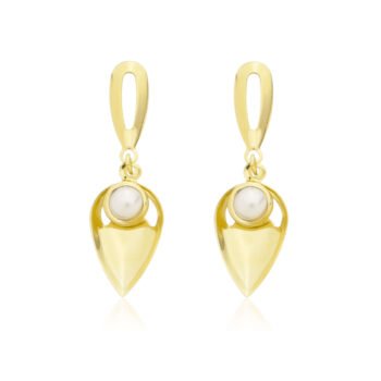 Brinco Gota Com Perola Banhado a Ouro 18k