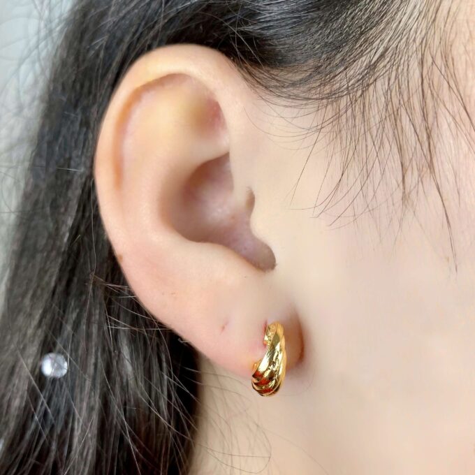 Brinco Argolinha Tripla Banhado a Ouro 18k