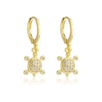 Brinco Argolinha Tartaruga Banhado a Ouro 18k