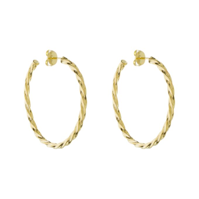 Brinco Argola Redonda Torcida Banhado a Ouro 18k