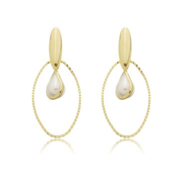 Brinco Argola Torcida Com Perola Banhado a Ouro 18k