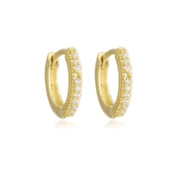 Brinco Argola Pequena Cravejada Banhado a Ouro 18k