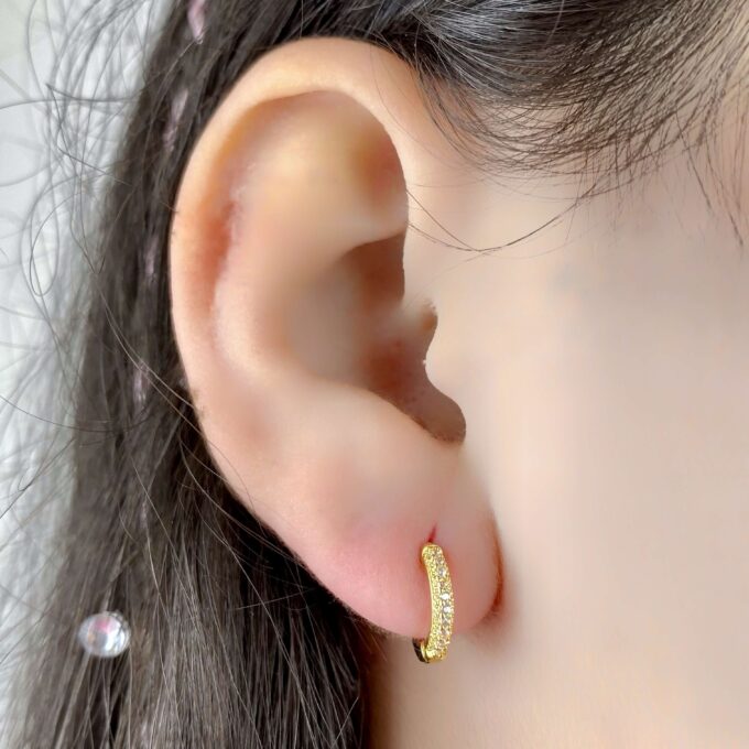 Brinco Argola Pequena Cravejada Banhado a Ouro 18k