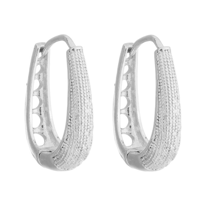 Brinco Argola Oval Texturizada Banhado a Ouro 18k