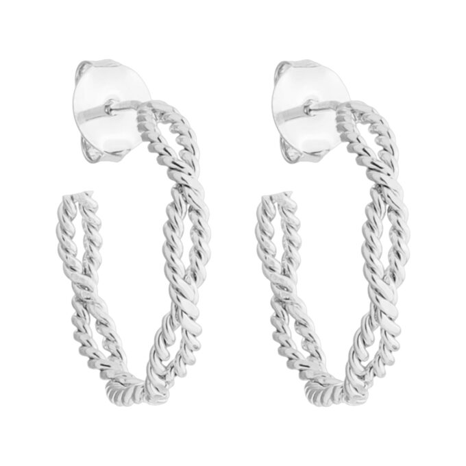 Brinco Argola Media Trançada Banhado a Ouro 18k