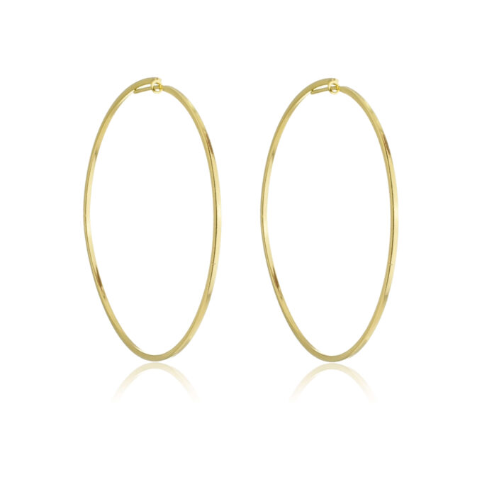 Brinco Argola Lisa Fina Fechada Banhado a Ouro 18k