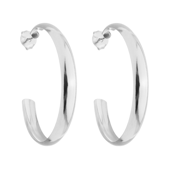 Brinco Meia Argola Lisa Arredondada Banhado a Ouro 18k