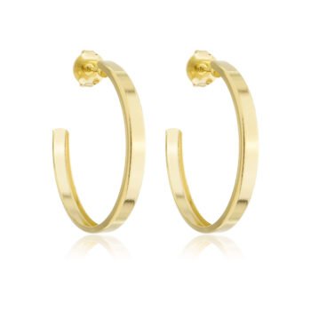 Brinco Meia Argola Lisa Banhado a Ouro 18k